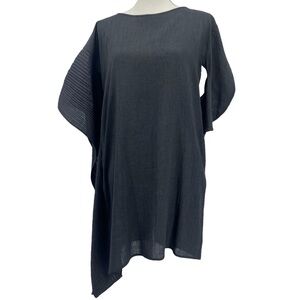 Zero Maria Cornejo Plisse Contra Dress Charcoal Brown Art to Wear Size 4